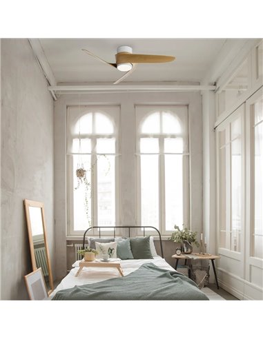 Ventilateur LED GROENLAND XS, bois blanc, Ø 79,5 cm, 24 W CC, 1 700 lm, température de couleur 2 700 K-5 000 K avec télécommande