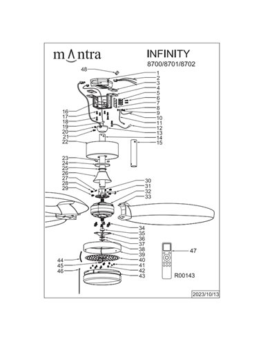 Ventilateur de plafond LED INFINITY FAN, blanc, Ø 92,5 cm, 20 W CC, 2 520 lm, température de couleur variable 3 000 K - 5 000 K