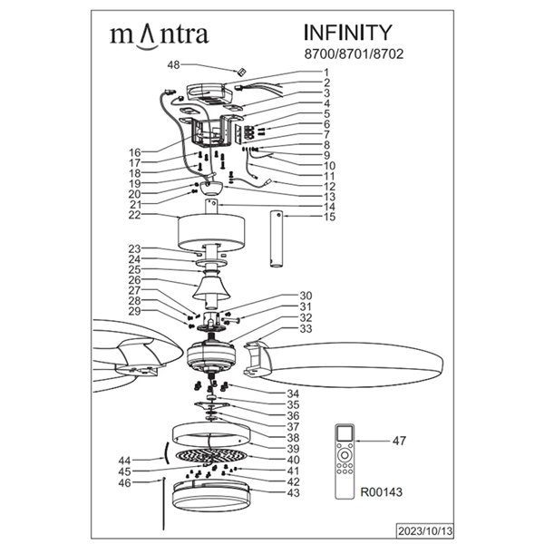 Ventilateur de plafond LED INFINITY FAN, blanc, Ø 92,5 cm, 20 W CC, 2 520 lm, température de couleur variable 3 000 K - 5 000 K