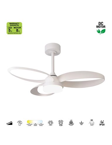 Ventoinha de teto LED INFINITY FAN, branco, Ø92,5cm, DC 20W, 2520lm, CCT, 3000K-5000K, dimerizável