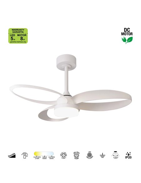Ventoinha de teto LED INFINITY FAN, branco, Ø92,5cm, DC 20W, 2520lm, CCT, 3000K-5000K, dimerizável