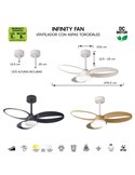 Ventilador de techo LED INFINITY FAN negro Ø92,5cm DC 20W 2520lm CCT 3000K-5000K regulable