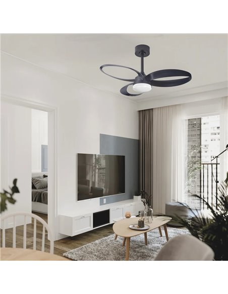 Ventilador de techo LED INFINITY FAN negro Ø92,5cm DC 20W 2520lm CCT 3000K-5000K regulable