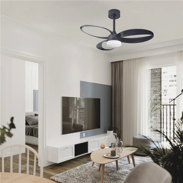 Ventilateur de plafond LED INFINITY FAN, noir, Ø 92,5 cm, 20 W CC, 2 520 lm, température de couleur variable de 3 000 à 5 000 K