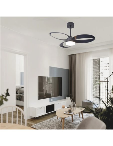 Ventilateur de plafond LED INFINITY FAN, noir, Ø 92,5 cm, 20 W CC, 2 520 lm, température de couleur variable de 3 000 à 5 000 K