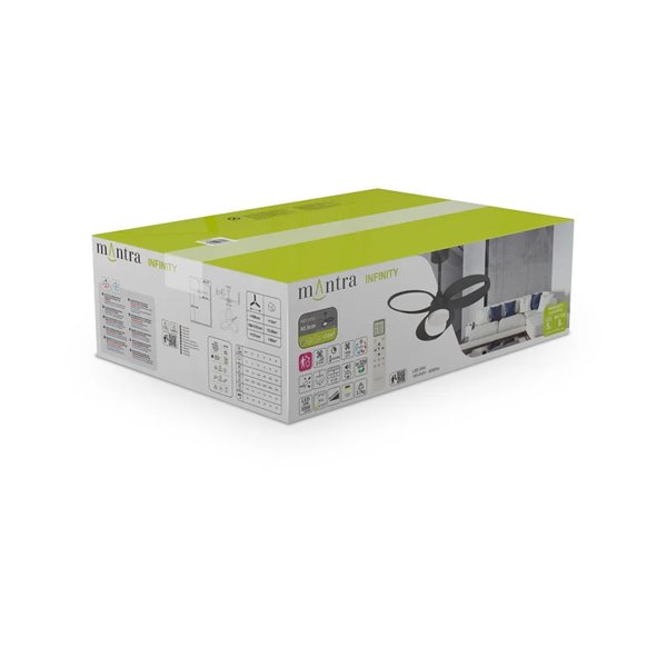Ventilador de techo LED INFINITY FAN negro Ø92,5cm DC 20W 2520lm CCT 3000K-5000K regulable