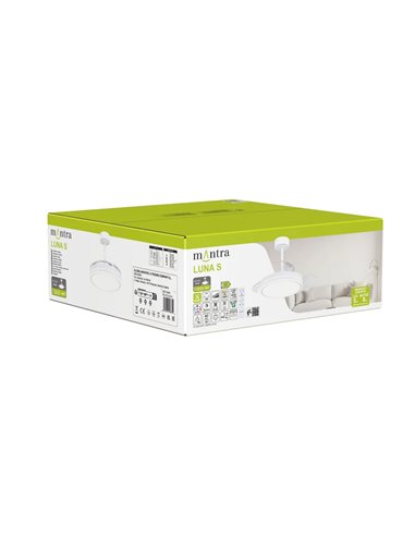 Ventilador LED LUNA S Blanco Ø91cm DC 30W 2800lm CCT 3000K-5000K con Mando