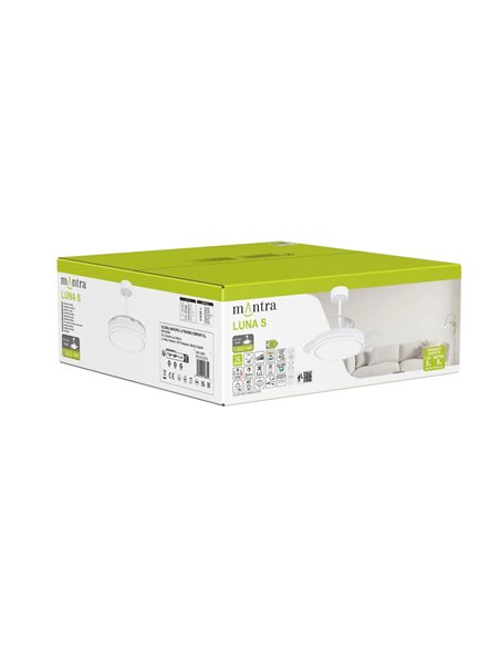 Ventilateur LED LUNA S blanc Ø91 cm CC 30 W 2800 lm CCT 3000 K-5000 K avec télécommande