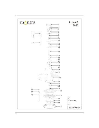 Ventoinha LED LUNA S Branco Ø91cm DC 30W 2800lm CCT 3000K-5000K com Controle Remoto