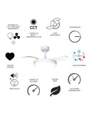 Ventoinha LED LUNA S Branco Ø91cm DC 30W 2800lm CCT 3000K-5000K com Controle Remoto