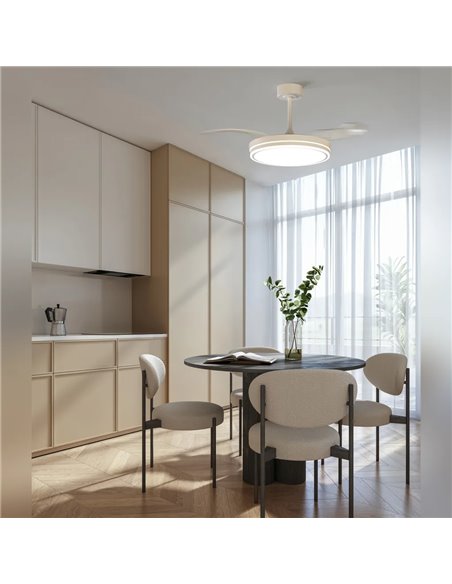 Ventoinha LED LUNA S Branco Ø91cm DC 30W 2800lm CCT 3000K-5000K com Controle Remoto