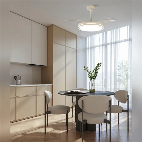 Ventilateur LED LUNA S blanc Ø91 cm CC 30 W 2800 lm CCT 3000 K-5000 K avec télécommande