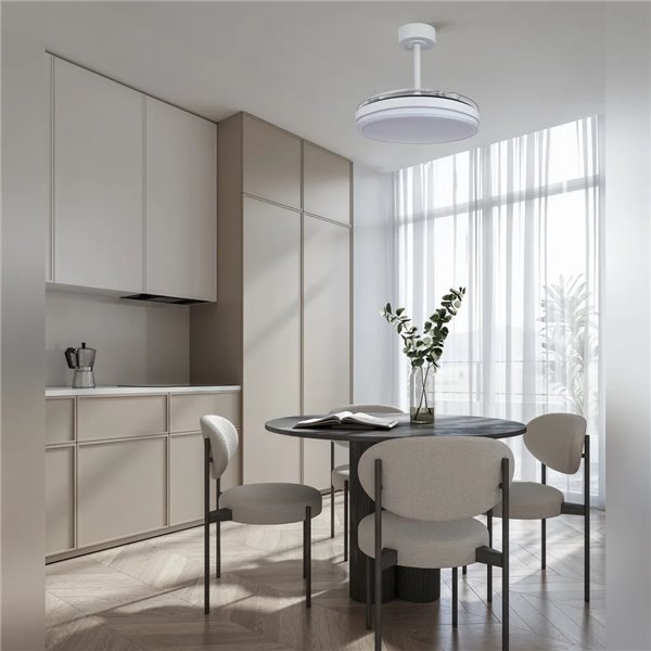 Ventilateur LED LUNA S blanc Ø91 cm CC 30 W 2800 lm CCT 3000 K-5000 K avec télécommande