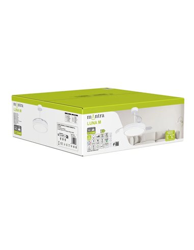LUNA M Weißer LED Lüfter Ø106cm DC 36W 3600lm CCT 3000K-5000K mit Fernbedienung