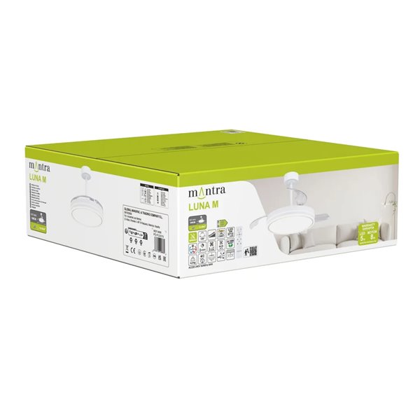 LUNA M Weißer LED Lüfter Ø106cm DC 36W 3600lm CCT 3000K-5000K mit Fernbedienung