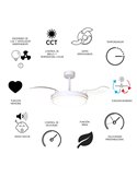 Ventilador LED LUNA M Blanco Ø106cm DC 36W 3600lm CCT 3000K-5000K con Mando