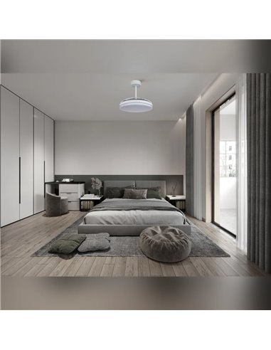 Ventilateur LED blanc LUNA M Ø106 cm CC 36 W 3600 lm CCT 3000 K-5000 K avec télécommande