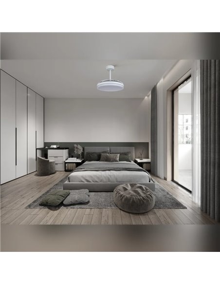 LUNA M Weißer LED Lüfter Ø106cm DC 36W 3600lm CCT 3000K-5000K mit Fernbedienung