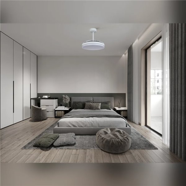 LUNA M Weißer LED Lüfter Ø106cm DC 36W 3600lm CCT 3000K-5000K mit Fernbedienung
