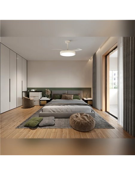 Ventilateur LED blanc LUNA M Ø106 cm CC 36 W 3600 lm CCT 3000 K-5000 K avec télécommande