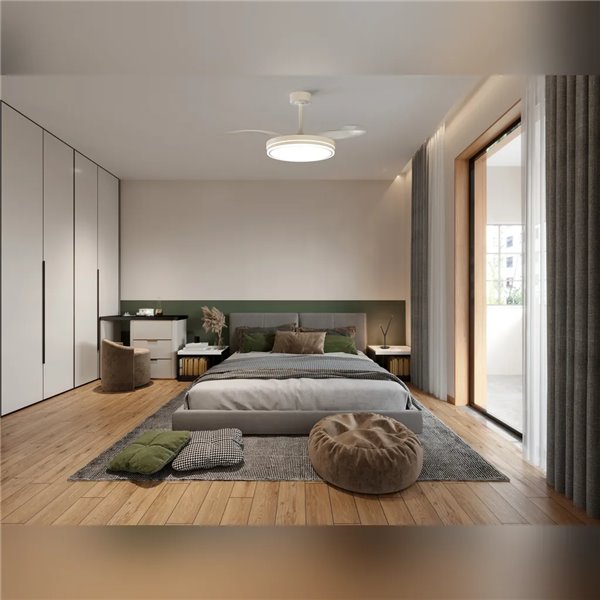 LUNA M Weißer LED Lüfter Ø106cm DC 36W 3600lm CCT 3000K-5000K mit Fernbedienung