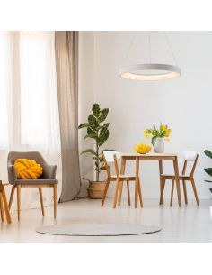 Lámpara colgante LED NISEKO blanca con mando, 50W 3500Lm 3000K regulable Ø65cm 2