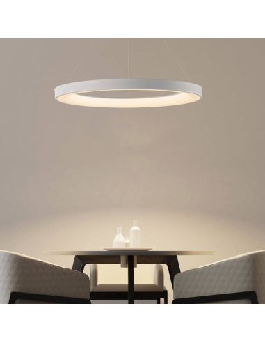 Suspension LED blanche NISEKO avec télécommande, 50 W, 3 500 lm, 3 000 K, intensité variable, Ø 65 cm