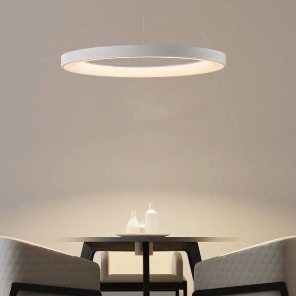 Suspension LED blanche NISEKO avec télécommande, 50 W, 3 500 lm, 3 000 K, intensité variable, Ø 65 cm