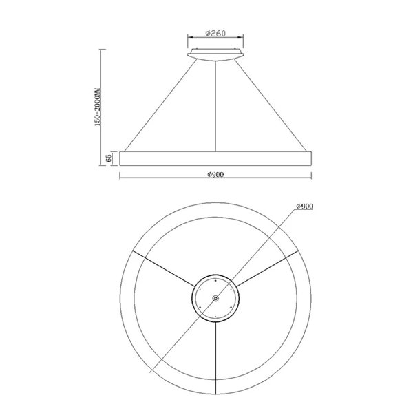 Lámpara colgante LED NISEKO oro con mando, 66W 5440Lm 3000-6000K regulable Ø90cm