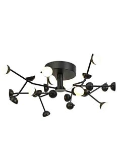 Luminária de teto LED compacta com várias lâmpadas, estilo minimalista, cor preta DNA, 72W 4600lm 3000K, Ø65,8cm