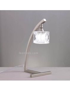 Lámpara de sobremesa curva CUADRAX níquel satinado 1xG9 con pantalla cristal 35cm (incl. bombilla) 2