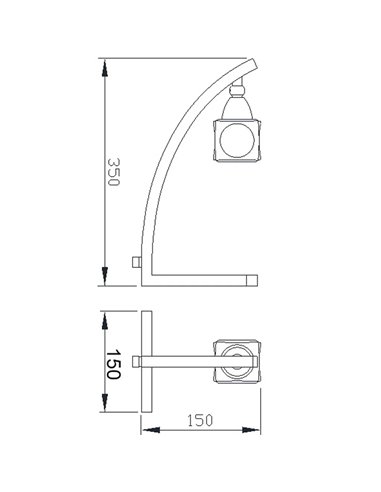 Candeeiro de mesa curvo CUADRAX, níquel acetinado, 1xG9, com abajur de vidro de 35cm (lâmpada incluída)