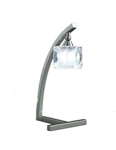 Candeeiro de mesa curvo CUADRAX, níquel acetinado, 1xG9, com abajur de vidro de 35cm (lâmpada incluída)
