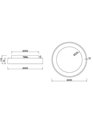 Dimensions du petit plafonnier LED réglable Girona | LeonLeds