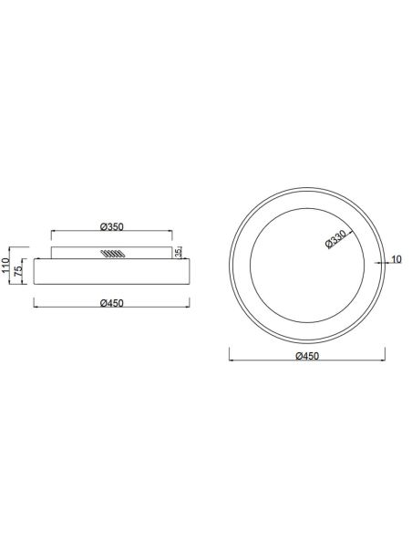 Dimensions du petit plafonnier LED réglable Girona | LeonLeds