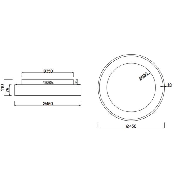 Dimensions du petit plafonnier LED réglable Girona | LeonLeds