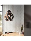 Ambiente Lámpara de techo colgante negra y cobre de acero de la colección Carlton 1 49254