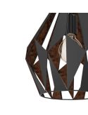 Detail der Carlton 1 49254 Pendelleuchte aus schwarzem und kupferfarbenem Stahl.
