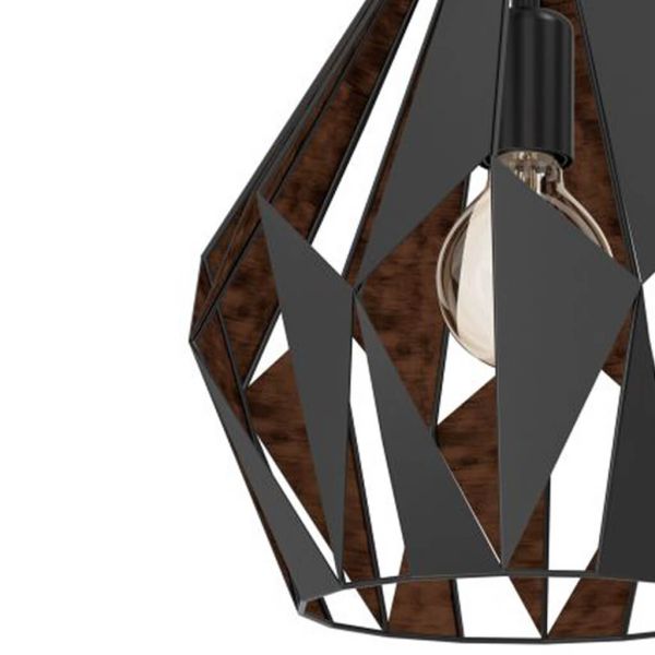 Detalle Lámpara de techo colgante negra y cobre de acero de la colección Carlton 1 49254