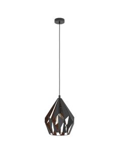 Luminária de teto pendente em aço preto e cobre da coleção Carlton 1 49254