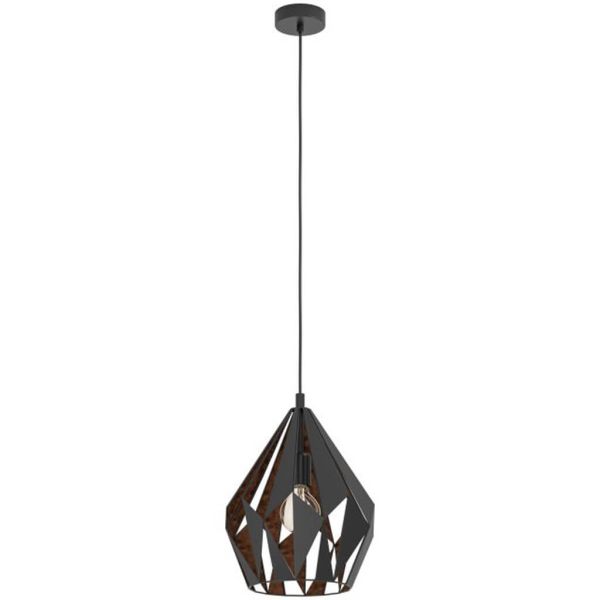 Luminária de teto pendente em aço preto e cobre da coleção Carlton 1 49254