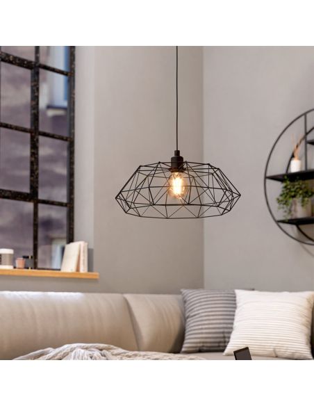 Luminária de teto Eglo Carlton Série 2, feita de aço preto, 49487