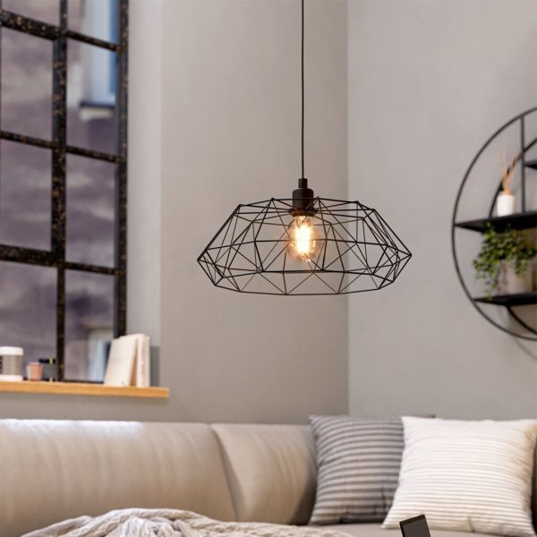 Luminária de teto Eglo Carlton Série 2, feita de aço preto, 49487