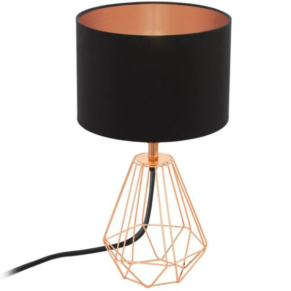 Luminária de mesa Carlton 2 em cobre e preto, soquete E14 Eglo