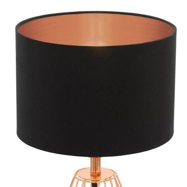 Detalle Lámpara de Mesa Carlton 2 Cobre y Negra E14 Eglo