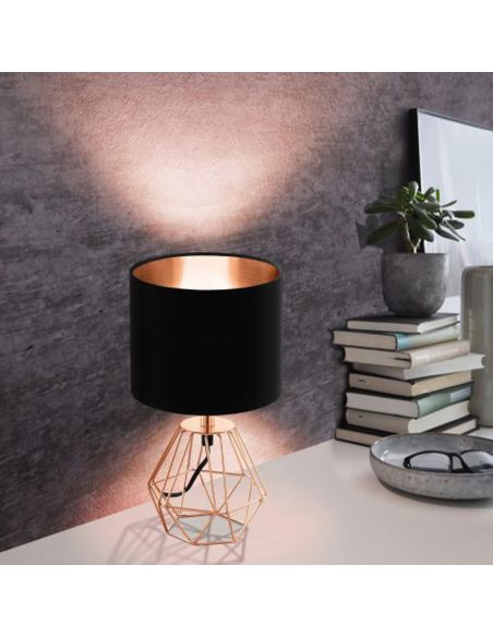 Abajur de mesa Carlton 2, cobre e preto, E14, Eglo