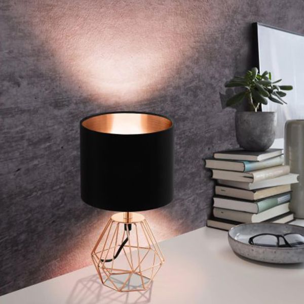 Ambiente Lámpara de Mesa Carlton 2 Cobre y Negra E14 Eglo