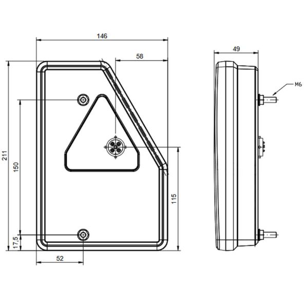 LED-Heckleuchte hoch mit Dreieck und...