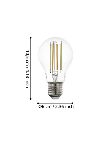 Ampoule LED Smart E27 EGLO CONNECT.Z A60 Transparente 6W 2700-6500K 806lm