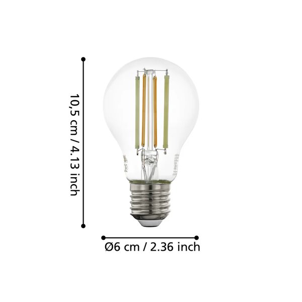 Bombilla LED Smart E27 EGLO CONNECT.Z A60 Transparente 6W 2700-6500K 806lm